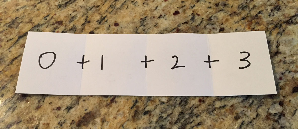 photo of strip with + added between numbers